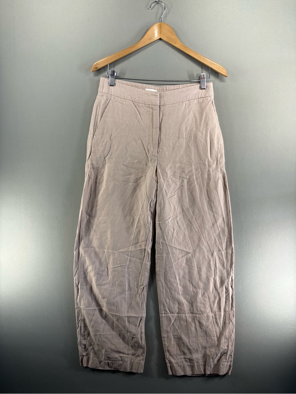 Wilfred Women Linen Blend High-Rise Wide Leg Sz 6 Beige Relaxed Fit